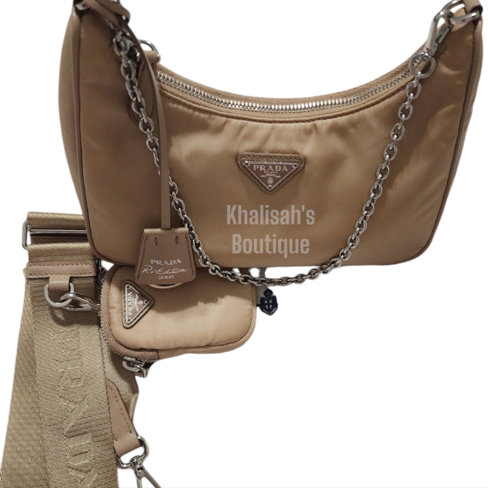 Authentic Prada Re-Edition 2005 Nylon Bag in Beige in Excellent Condition!!! - Picture 13 of 16
